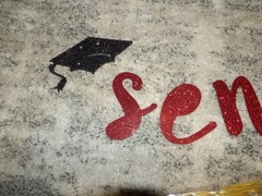 Senior Red and Black Glitter Banner for Graduation Theme NEW