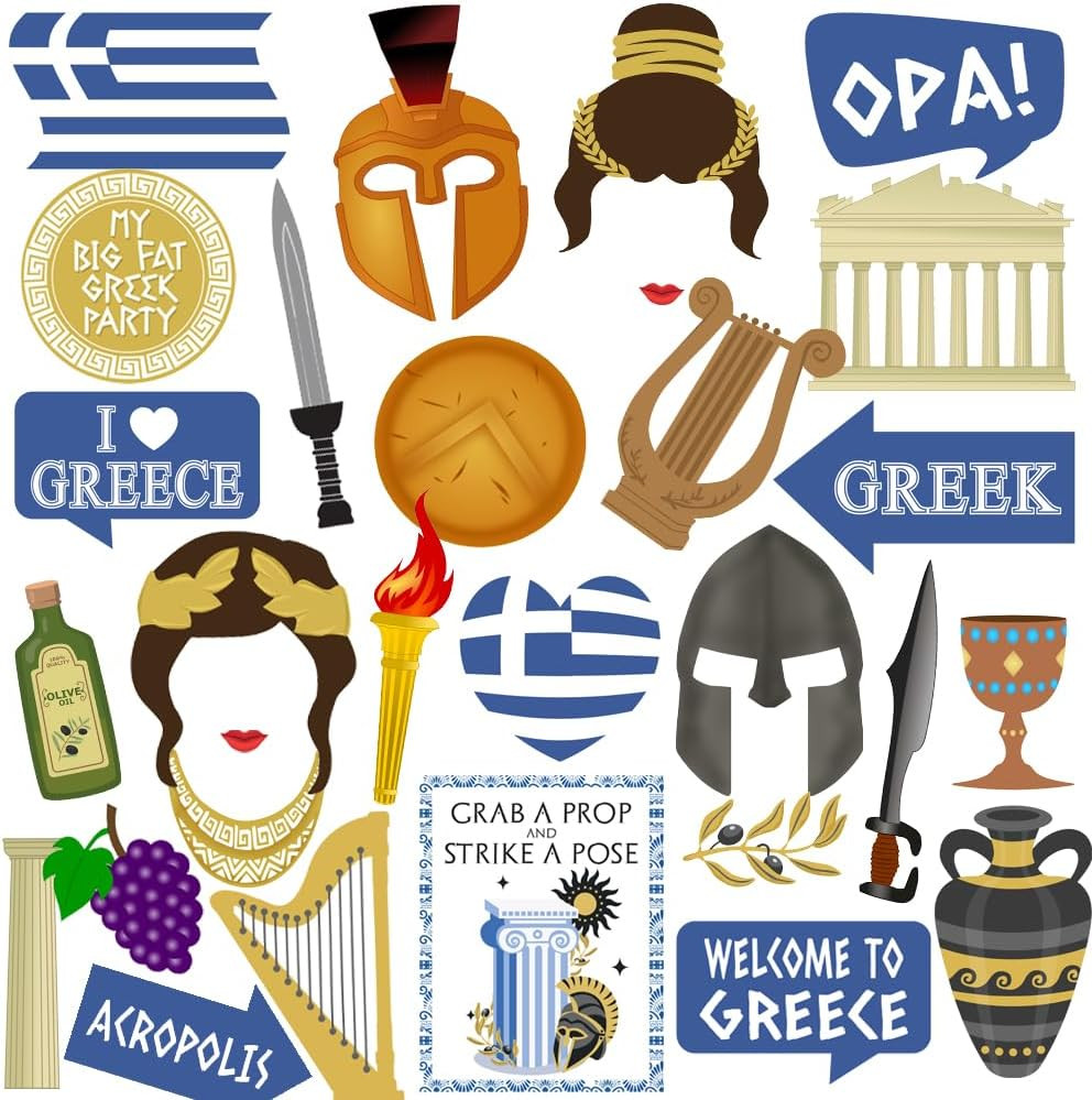 Greek Photo Booth Props, 29Pcs Ancient Greek Party Decorations, Ancient Greece