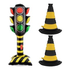 3Pcs 62Inch Standing Traffic light Balloons, Giant Racing Traffic Cones Mylar…