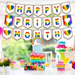 Happy Pride Month Banner Double Side Print Lgbtq+ Decoration Rainbow Party De…