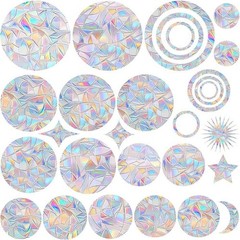 30 Pcs Star Ring Circle Window Clings Anti-Collision Decals Save Birds Rainbow