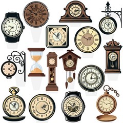 Clock Cupcake Toppers 48PCS Vintage Time Theme Decorations Retro Clock Cake P…