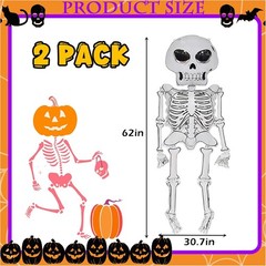 62″ Extra Large Skeleton Halloween Foil Balloons for Ghost Spooky Party Decor