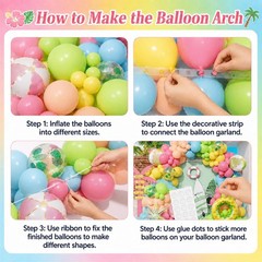 Summer Pool Party Decorations, Tropical 162pcs Pastel Colorful Balloons with …