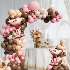 138Pcs Espresso Martini Balloon Garland Kit, Pink Brown Balloons Arch with Ma…