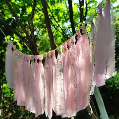 Pink Floral Tsaasel Garland for Wedding Spring Tea Party Haning Chiffon Tasse…