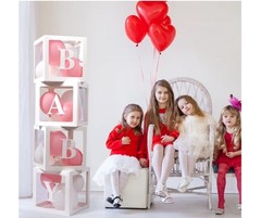 PABUES BABY Balloon Box Set 4pcs White Clear Paper Plastic Baby Shower