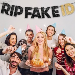 KatchOn, Glitter RIP Fake ID Banner Black and Gold –