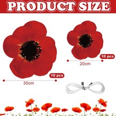 20 Pcs Wizard Themed Party Decorations Red Poppy Hanging Garlands, Red Poppy …