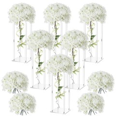 Elegant 20″ Tall Acrylic Wedding Flower Stand Centerpieces with Hydrangeas (6 Pc