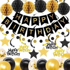 Birthday Decorations, NO DIY, Pre-Strung Happy Birthday Banner with Honeycomb…