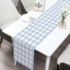 Dusty Blue Gingham Table Runner Blue Checkered Boy Girl Baby Shower Birthday