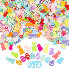 1500 PCS Easter Confetti Rabbit Egg Chicken Shape Glitter Metallic Foil Table Sc
