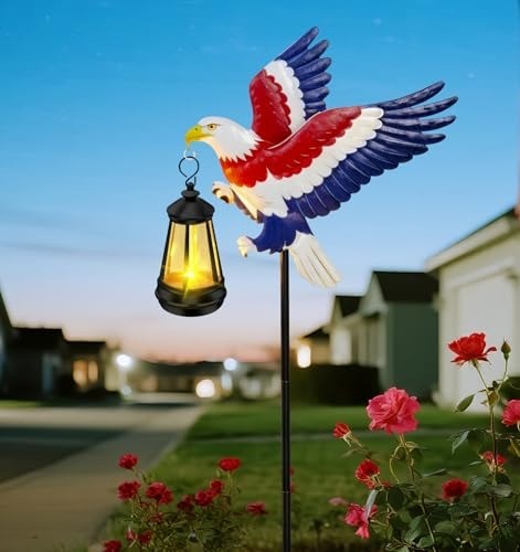 Patriotic Solar Eagle Lantern Light – Ideal for Memorial Day Celebrations