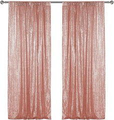 Rose Gold Sequin Backdrop Curtain 2 Panels 2FTx8FT Glitter Rose Gold Background