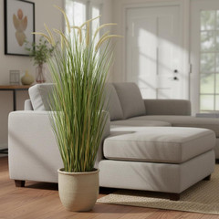 KOL Artificial 5ft 2-Pack Horsetail Reed Grass, 59in Tall 5FT, Green