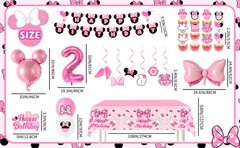 Minnie Mouse 2nd Birthday Party Decorations Cake Topper Balloons Tablecloth Set