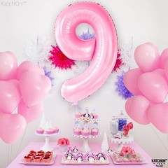 , Giant Light Pink Number 9 Balloon – 40 Inch | Foil 9 Balloon for 9th Decora…