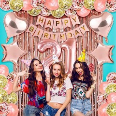 Rose Gold 21st Birthday Party Decor Happy 21st Decorations For Women Girls