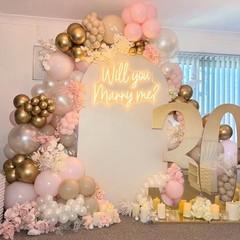 White Pink Gold Balloons Set, 12 Inch Double Stuffed Pearl White Pink White