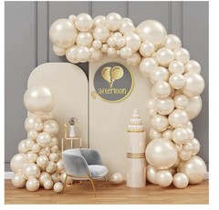 AFTERLOON Biodegradable Balloons 115pcs Pearl Ivory Sizes 5/10/12/18 Inch Arch