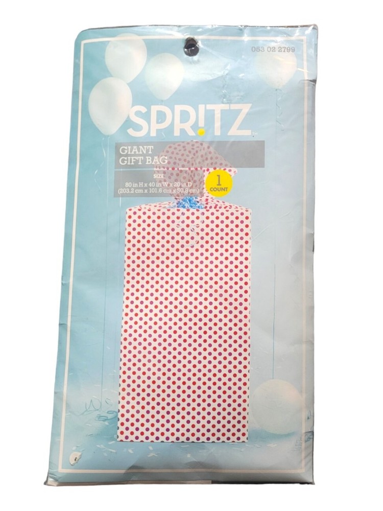 Spritz Giant Polka Dot Pink and Purple Gift Bag – Perfect for Parties, Holidays