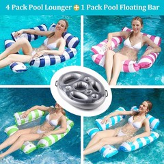 New Best 4 Pack Inflatable Pool Floats Adult Float Rafts Water Hammock with Cup