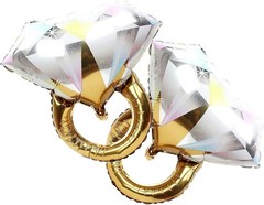 2Pcs Diamond Ring Aluminum Balloon,Wedding Bridal Shower Marriage Engagement …