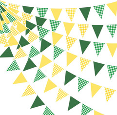 32Ft Camp Bride Party Decorations Pink Green Yellow Gingham Fabric Triangle Bann