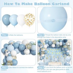 Dusty Blue Party Decorations, Light Blue White Gold Confetti Foil Balloons Ha…
