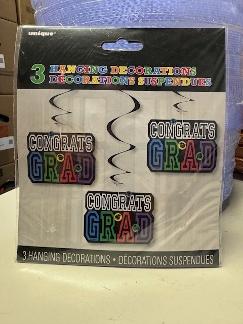 Unique Congrats Grad 3ct. Multicolor Swirl Party Decorations Supply New!!!