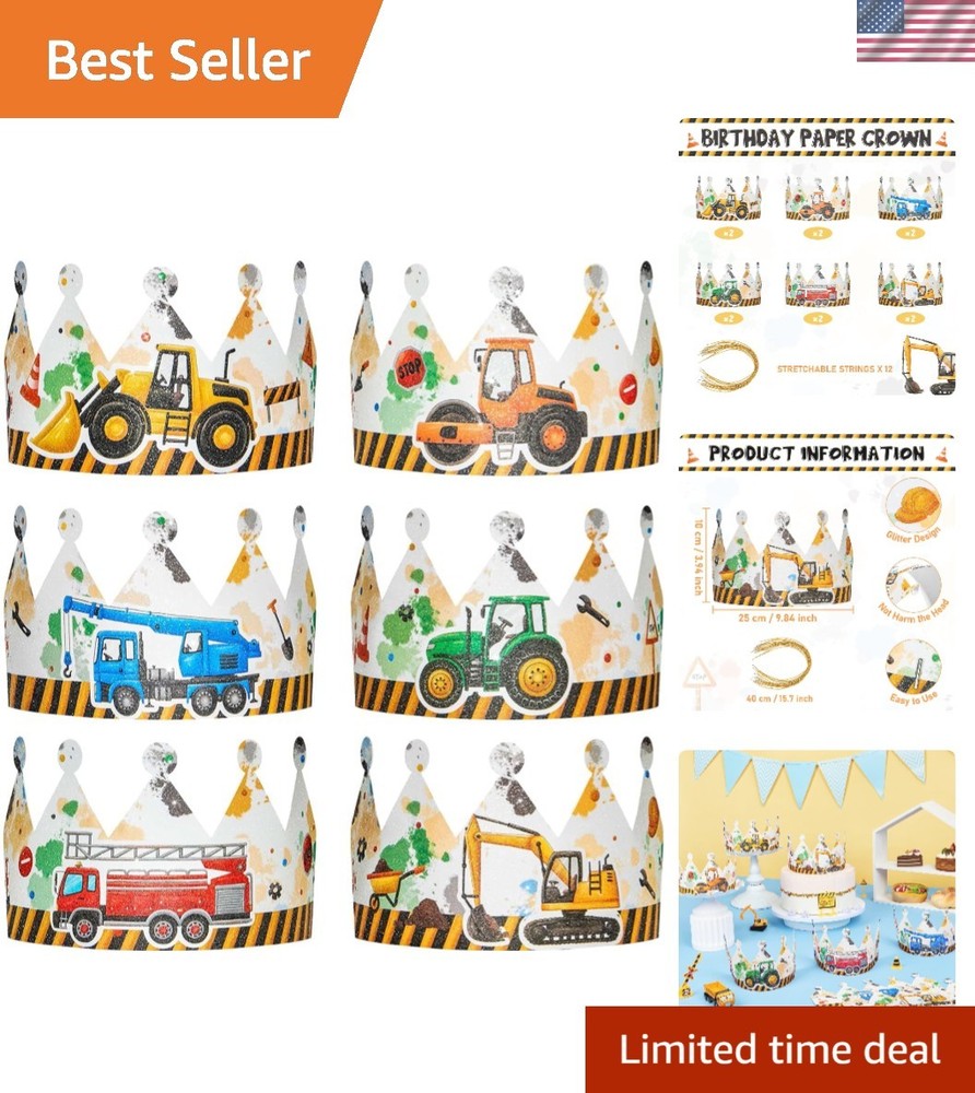 High-Quality Construction Party Hats – 12PCS for Ultimate Truck-Themed Parties