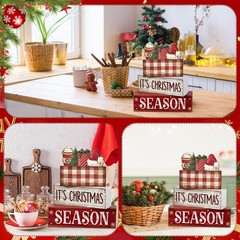 Lineshading 4 Pcs Christmas Table Decoration Wooden Hot Cocoa Santa Hat Decor…