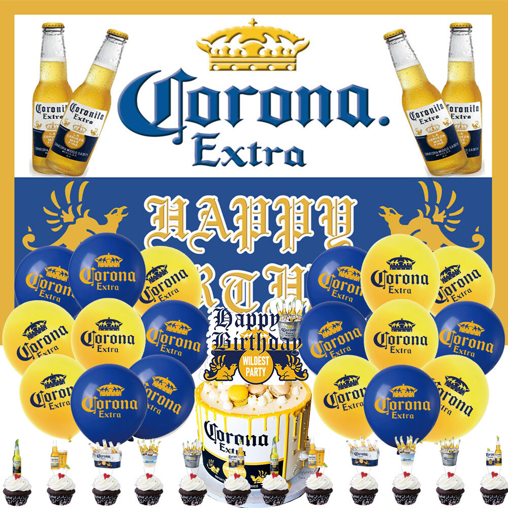 Modelo Beer Corona Extra Party Supplies Set Balloons Cake Toppers Banner