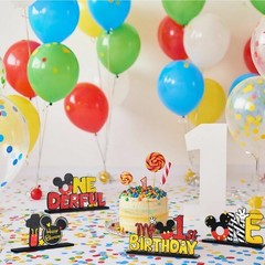 TONIFUL~Mouse 1st Birthday Party ONE Table Centerpieces Wooden Decor~Red Mouse