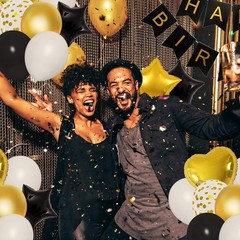 Elegant Black and Gold Birthday Decoration Kit for Milestone Celebrations