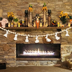 1 Set Easter Mantle Garland 6.56 Ft Wood Bunny Easter Beads Banner Rabbits Hangi