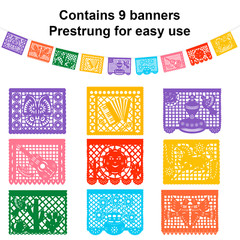 Mexican Themed Party Decorations Cinco de Mayo Set Banner Table Runner Paper Fan