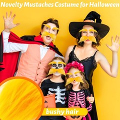 2 Sets Yellow Mustache and Eyebrows,Halloween Self Adhesive Faux…