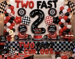 Two Fast 2nd Birthday Racing Party Complete Decoration Kit 141PC