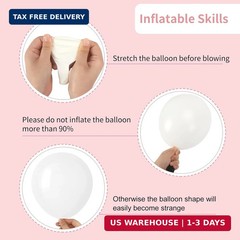 RUBFAC White Balloons 129pcs Different Sizes 18 12 10 5 Inch for Garland Arch, L