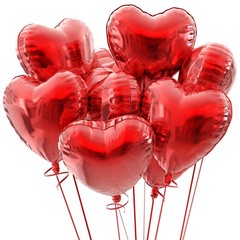 20pcs Red Heart Balloons, 18 inch Heart Shape Foil Balloons with 1 Ribbon