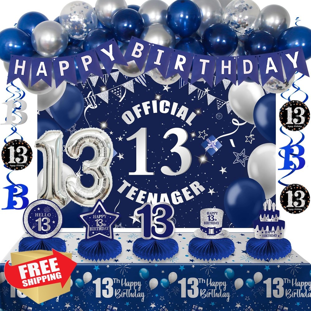 Pongime 13th Birthday Blue Silver