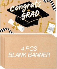 4 Pack 24″ x 36″ Blank Kraft Banners – Ideal for Parties and Grad Celebrations