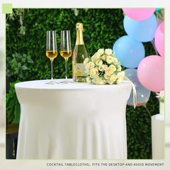 Tegeme 4 Packs Round Spandex Cocktail Tablecloths Skirt 32 X 43 Inch Cocktail