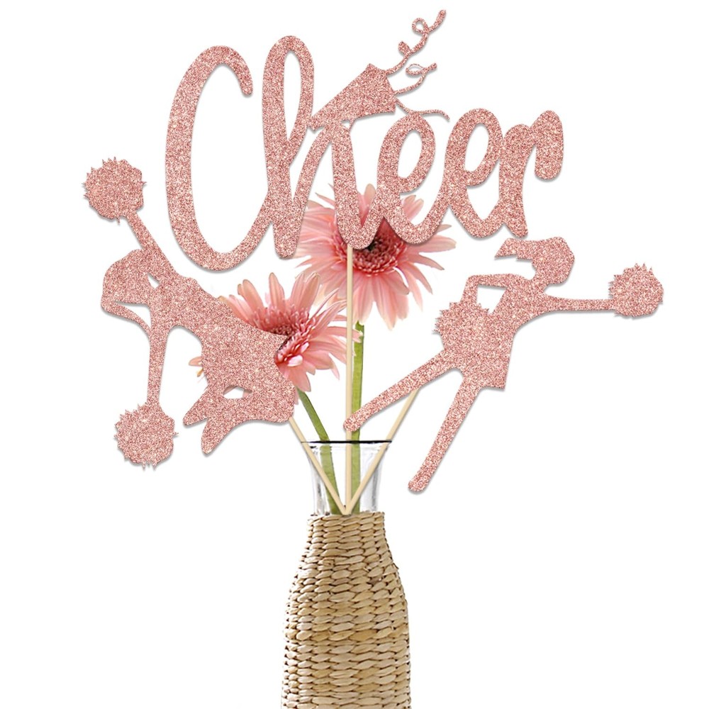 12 PCS Rose Gold Cheerleading Centerpiece Sticks Theme Birthday Party Decor