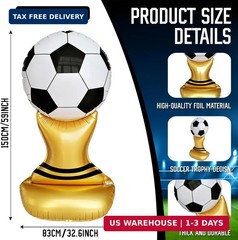 2PCS Giant Soccer Trophy Balloons, Self Standing Foil Balloons for Soccer Birthd