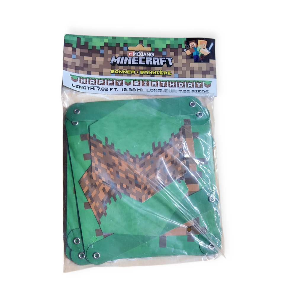 MINECRAFT «HAPPY BIRTHDAY» Banner Party 7.82 FT. Long
