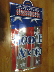 14″x 4′ Patriotic God Bless America Metallic Fringe Banner 1998 Beistle NOS