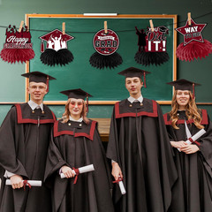 12Pcs Maroon Graduation Decorations Class of 2026 Honeycomb Centerpieces Table